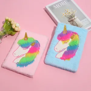 Taccuino in Peluche con Unicorno di Cartone Animato Diario Soffice Forniture Scolastiche per Studenti