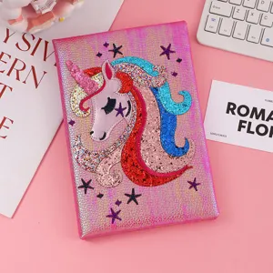 Children shiny unicorn notebook cute glitter planner pink diary cute stationery item
