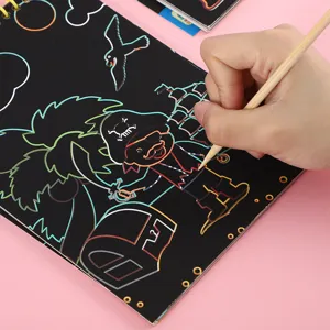 Children colorful scratch art book DIY creative graffiti drawing pad for kids details