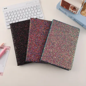 Taccuino Portatile in Pelle PU Glitterata Diario Giornaliero Cancelleria per Studenti Libro di Scrittura per Ufficio Scuola
