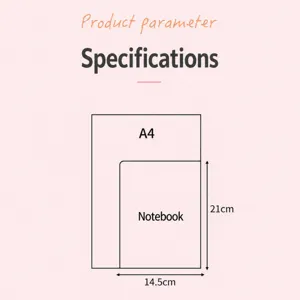 Niedliches Notizbuch-Maßdiagramm mit 21x14.5cm Größe für den täglichen Gebrauch und Schreibwaren.