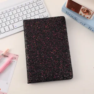 Taccuino in PU glitter nero diario portatile ricompensa per studenti blocco note cancelleria elegante