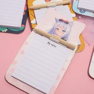 Cute magnetic notepad with wooden pencil cute cartoon memo pad for fridge and office use