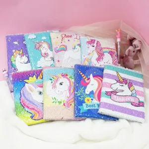 Cute Sequin Unicorn Notebook Journal Creative Student DIY Stationery Diary Writing Book With Glitter Cover