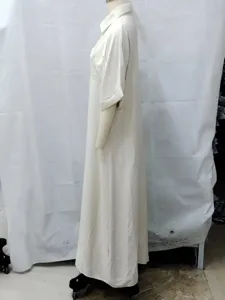 Minimalist solid color short sleeve maxi dress for women, casual loose long shirt dress.
