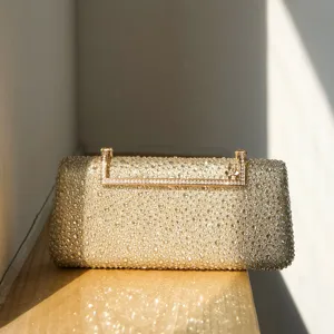 Women Rhinestone Evening Bag Vintage Crocodile Clutch Purse Metallic Lock Handbag For Wedding Party Banquet