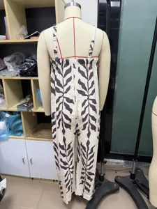 Women tropical leaf print jumpsuit casual sleeveless v neck summer romper beachwear new