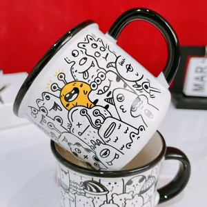 Jolie tasse à café en céramique motif dessin animé, tasse de lait créative pour cadeau