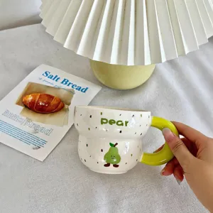 Ceramic mug cute cartoon pear coffee milk cup breakfast cup for daily home use