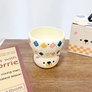 Cute cartoon bear ceramic water cup office coffee mug creative animal style drinkware gift for girl
