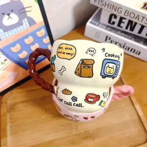 Leuke cartoon keramische koffiemok, creatieve stapelbare waterbeker voor kantoor en studenten