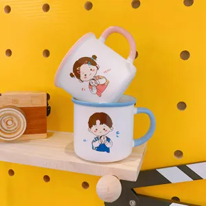 Ins Cartoon Creative Couple Ceramic Mug Student Water Cup Coffee Milk Breakfast Cup Cute Gift Ceramic Drinkware
