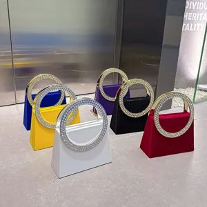 Elegante Abendtasche mit Strass-Rundgriff, schicke französische Mini-Handtasche für Damen.