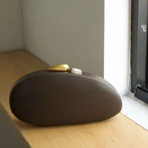 Minimalist Acrylic Evening Clutch Bag For Women Frosted Oval Shell Handbag Designer Luxury Party Prom Purse