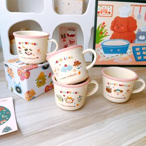 Cute ceramic mug set with gift box, ideal breakfast cup and birthday gift for girls and kids.