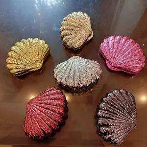 Acrylic shell evening clutch bag stylish metallic shell crossbody bag for women party