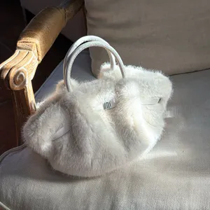 Kunstpelz Plüsch Beuteltasche Für Damen Mode Weiche Umhängetasche Lässige Handtasche Elegante Winter Top Griff Tasche