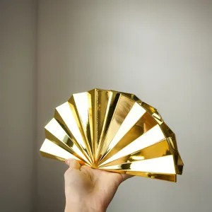Goldene fächerförmige Clutch Tasche metallisch plissierte Abendtasche geometrische Handtasche