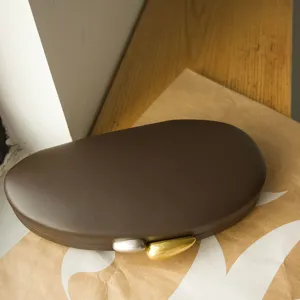 Brown matte unique egg-shaped shell clutch bag, fashion minimalist evening party bag