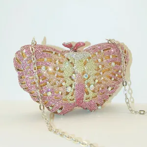 Glitzernde Strass Schmetterling Abendtasche mit Kette für Damen Kleider Party Hochzeit.