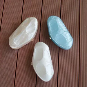 Irregular acrylic evening clutch bag, unique stone shape marble pattern marble shoulder bag.