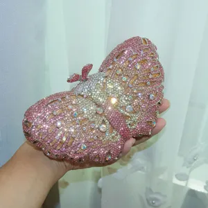 Glänzende Strass Schmetterling Abendtasche Clutch für Damen Hochzeit Party Abschlussball