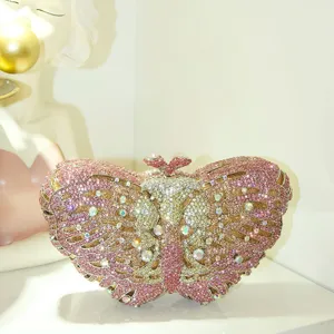 Atemberaubende Kristall Strass Schmetterling Abendtasche elegante glitzernde Clutch Damen Party