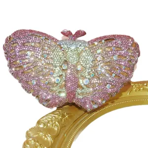 Glänzende Kristall Schmetterling Clutch Tasche Luxus Strass Abendtasche für Damen Bankett