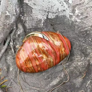 Bernsteinfarbene Acryl Mango Clutch Tasche stilvolle Umhängetasche Box für Damen
