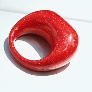 Red glitter crescent handbag fashion stylish sparkling shoulder bag evening clutch purse