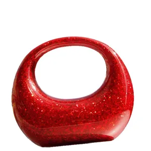 Red sequin crescent handbag stylish fashion shoulder bag chic evening purse for women