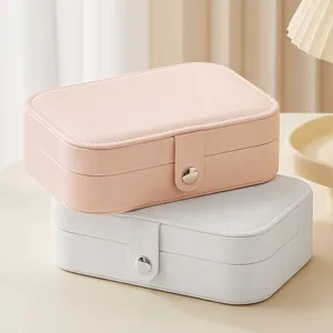 Portable double layer jewelry box cream style travel storage for rings earrings necklace