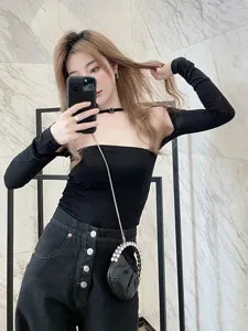 Stylish black ruched mini evening bag with sparkling crystal handle for women fashion accessory.