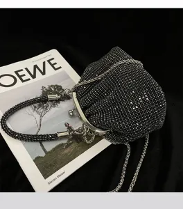 Sparkling rhinestone evening clutch bag mini handmade crystal kiss lock purse crossbody