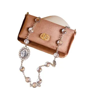 Franse stijl elegante strass ketting fluwelen schoudertas mode avond handtasje chic