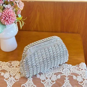 Women Fashion Rhinestone Dumpling Bag Luxury Glitter Evening Clutch Purse Small Casual Crossbody Shoulder Bag