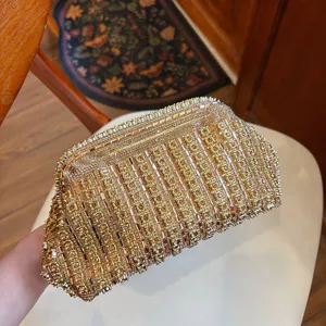 Detailed close-up of a sparkling rhinestone evening bag showcasing exquisite crystal craftsmanship.
