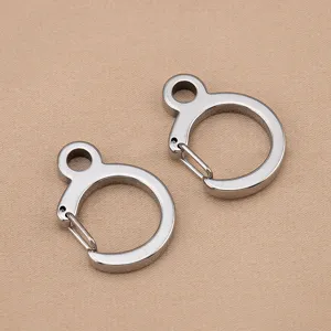 Stainless steel round spring ring keychain DIY metal accessory detail view and connector