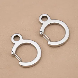 Stainless steel C-shaped keychain clasps DIY hardware metal snap hook spring rings.