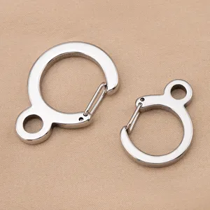 Stainless steel C-type keychain hook metal clasp DIY accessory detail view for car keys.