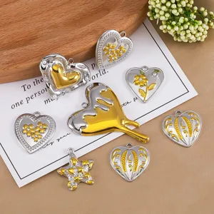 Stainless steel vintage Y2K star love pendants DIY jewelry accessories set for craft making.