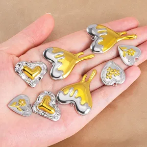 Stainless Steel Y2K Heart Pendant DIY Jewelry Accessories Vintage Silver Gold Charm