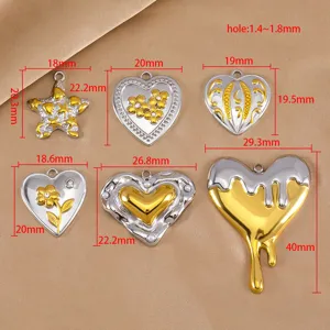 Stainless steel retro Y2K star and heart pendants DIY jewelry making accessories size