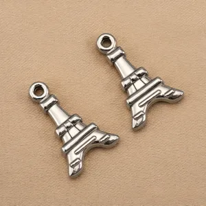 Edelstahl Eiffelturm Anhänger silberfarben Metall DIY Schmuck Zubehör für Halskette.