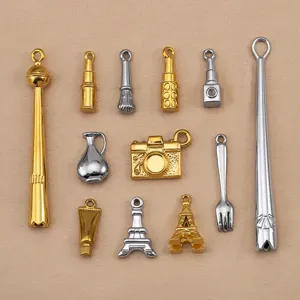 Edelstahl Mini Charms Detail, sortierte Gold und Silber DIY Schmuck Anhänger Komponenten.