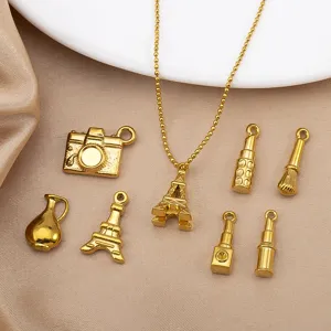 Vergoldete Edelstahl DIY Anhänger Halskette Set mit verschiedenen süßen Formen.