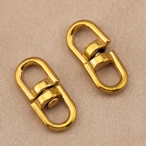 Fibbia girevole a forma di 8 in acciaio inossidabile, accessori per borse e anello in pelle.
