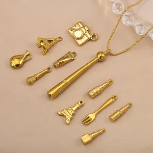 Edelstahl 304 vergoldete 18K Anhänger Halskette Damen DIY Schmuck Zubehör Set Neu.
