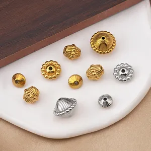 Perles toupies à rayures verticales en acier inoxydable pour accessoires de bijoux DIY bracelet