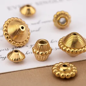 Perles intercalaires en métal doré vintage en acier inoxydable pour bijoux bricolage